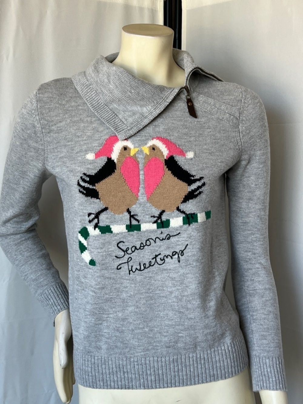 Talbots Knit Cowlneck Lambswool Blend Holiday Sweater - Picture 2 of 8